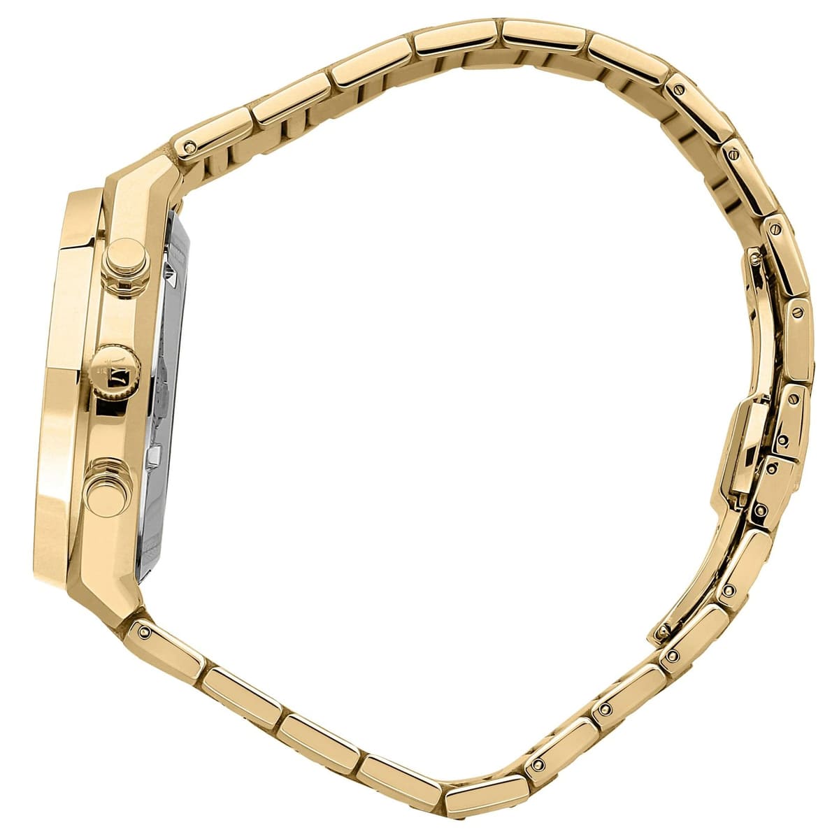 Side profile of Maserati Stile Chronograph R8873642001 men's quartz battery watch showing 11.5mm thickness and gold finish