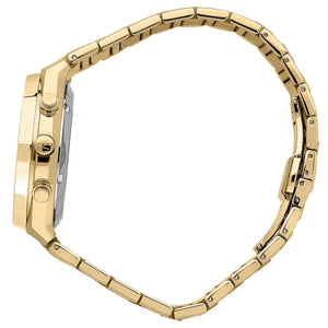Side profile of Maserati Stile Chronograph R8873642001 men's quartz battery watch showing 11.5mm thickness and gold finish