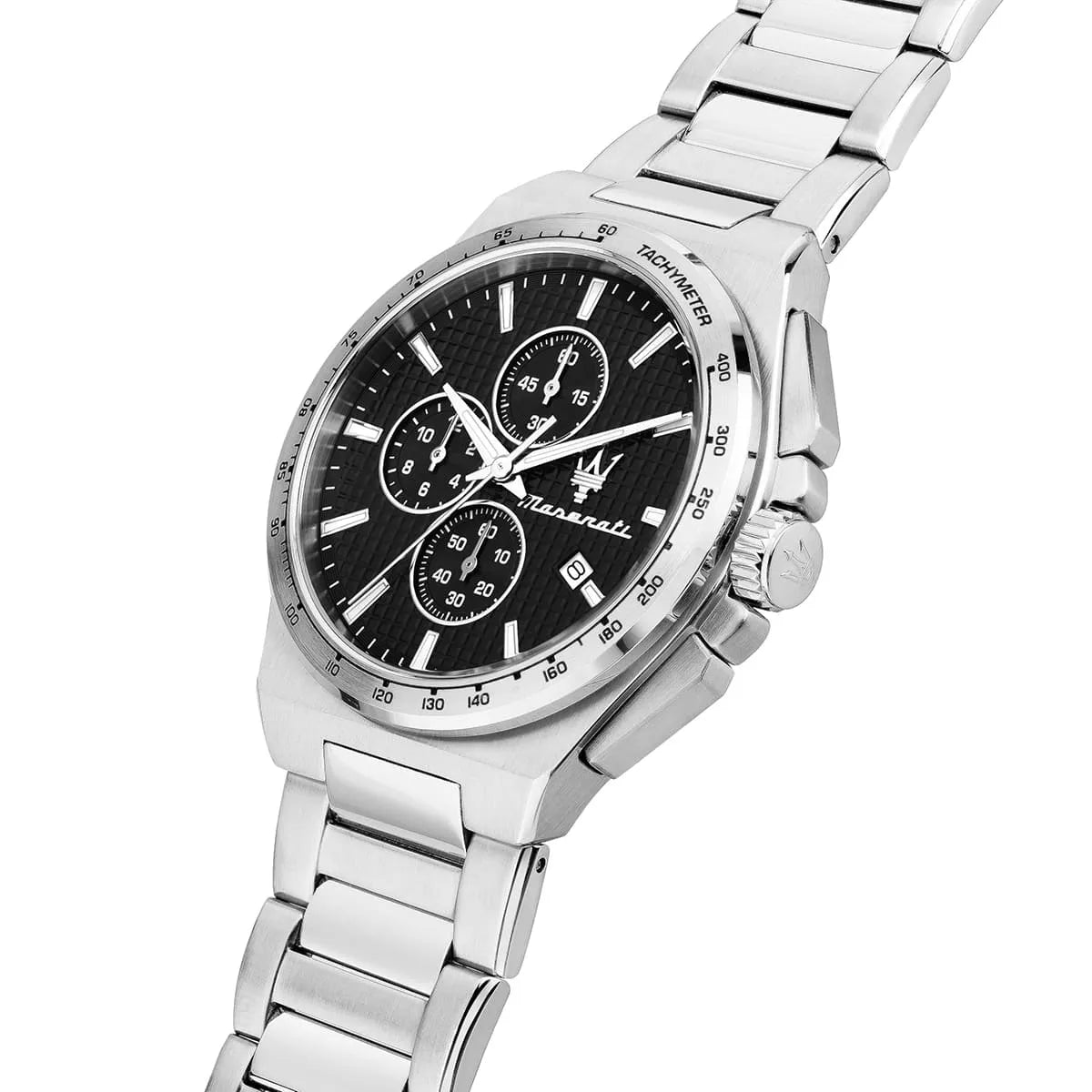 Maserati Velocita R8873653004 Men's watch - black dial steel strap angle