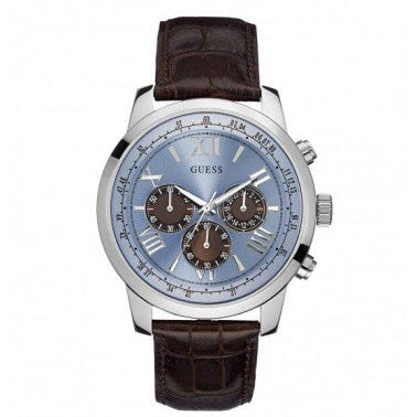 Guess Horizon W0380G6 Men's Watch – Blue Dial & Brown Leather Strap