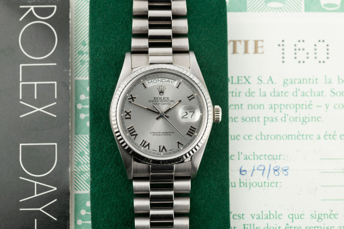 Rolex Day-Date men's mirror watch, silver dial – view 3