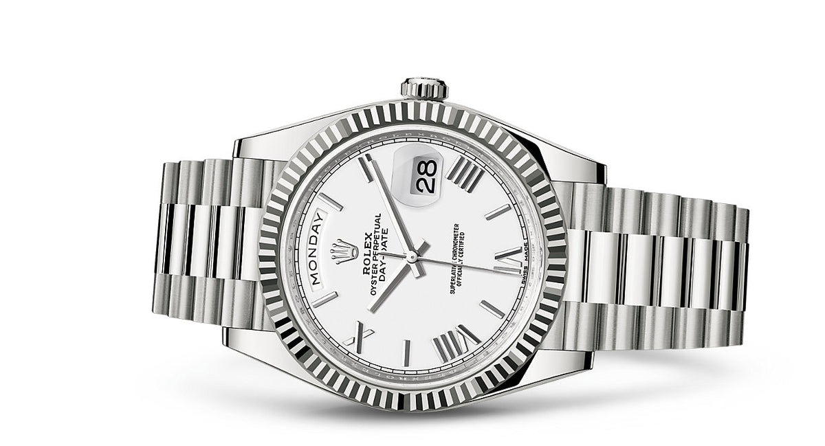 Rolex Day-Date men's mirror watch, silver dial – view 7