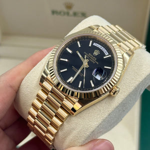 Rolex Day-Date men's mirror watch, black dial – view 6