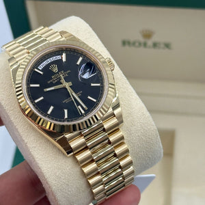 Rolex Day-Date men's mirror watch, black dial – view 7