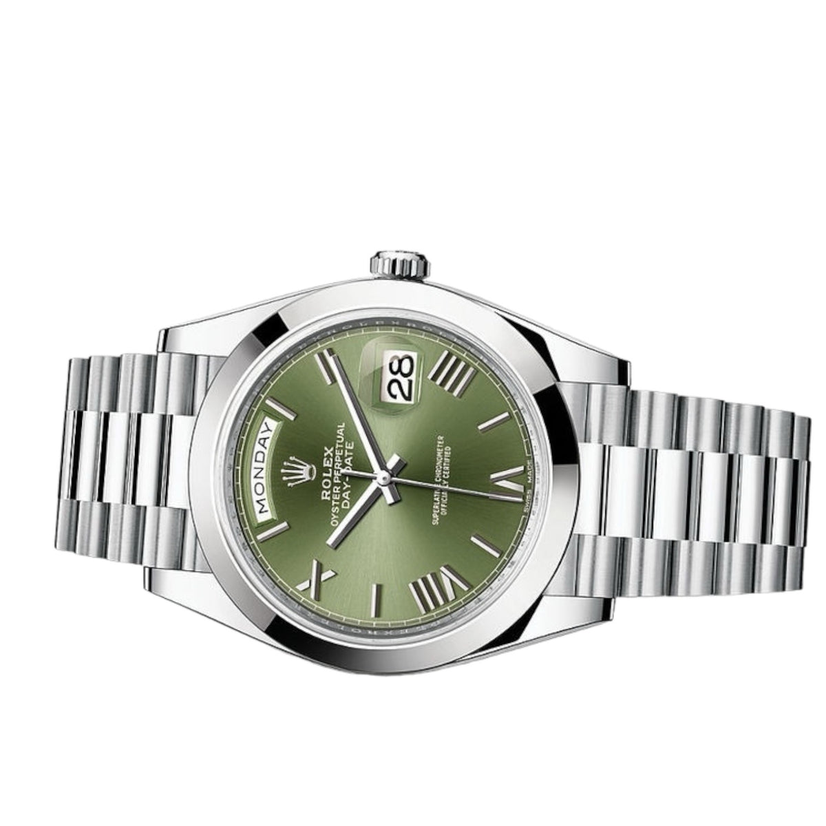 Rolex Day-Date men's mirror watch, green dial – view 2