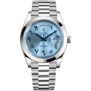 Rolex Day-Date 36mm Men's Mirror Automatic Watch – Ice Blue Dial & Silver Stainless Steel Bracelet