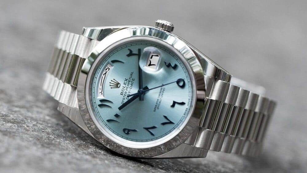Rolex Day-Date men's mirror watch, ice blue dial – view 4