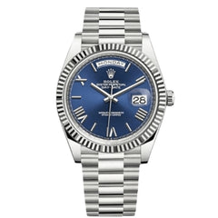 Rolex Day-Date 41mm Men's Mirror Automatic Watch – Blue Dial & Silver Stainless Steel Bracelet