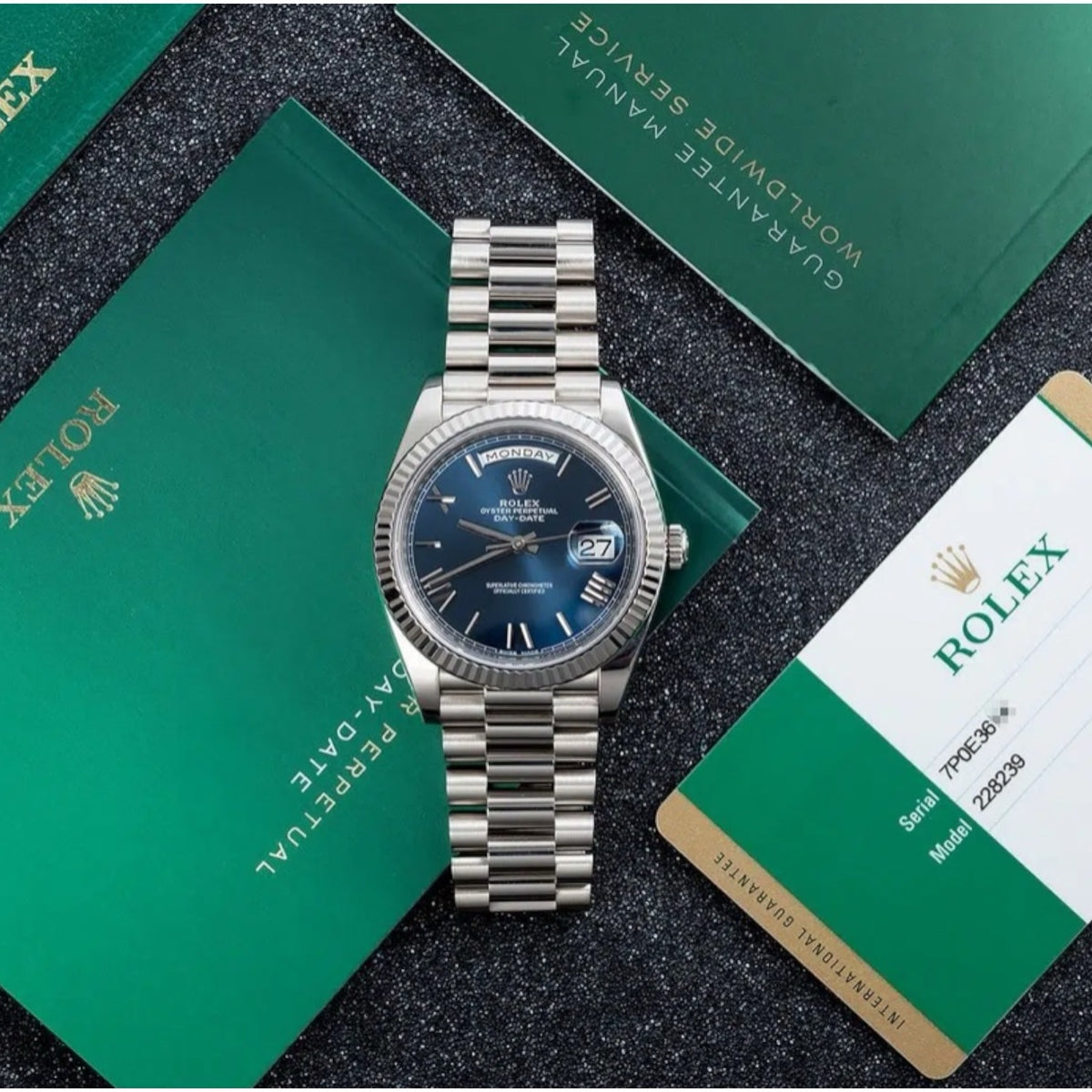 Rolex Day-Date men's mirror watch, blue dial – view 4