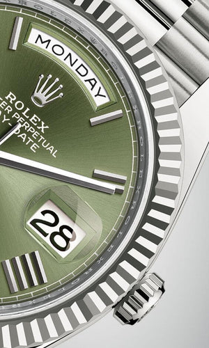 Rolex Day-Date men's mirror watch, green dial – view 12