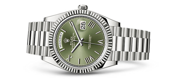 Rolex Day-Date men's mirror watch, green dial – view 13