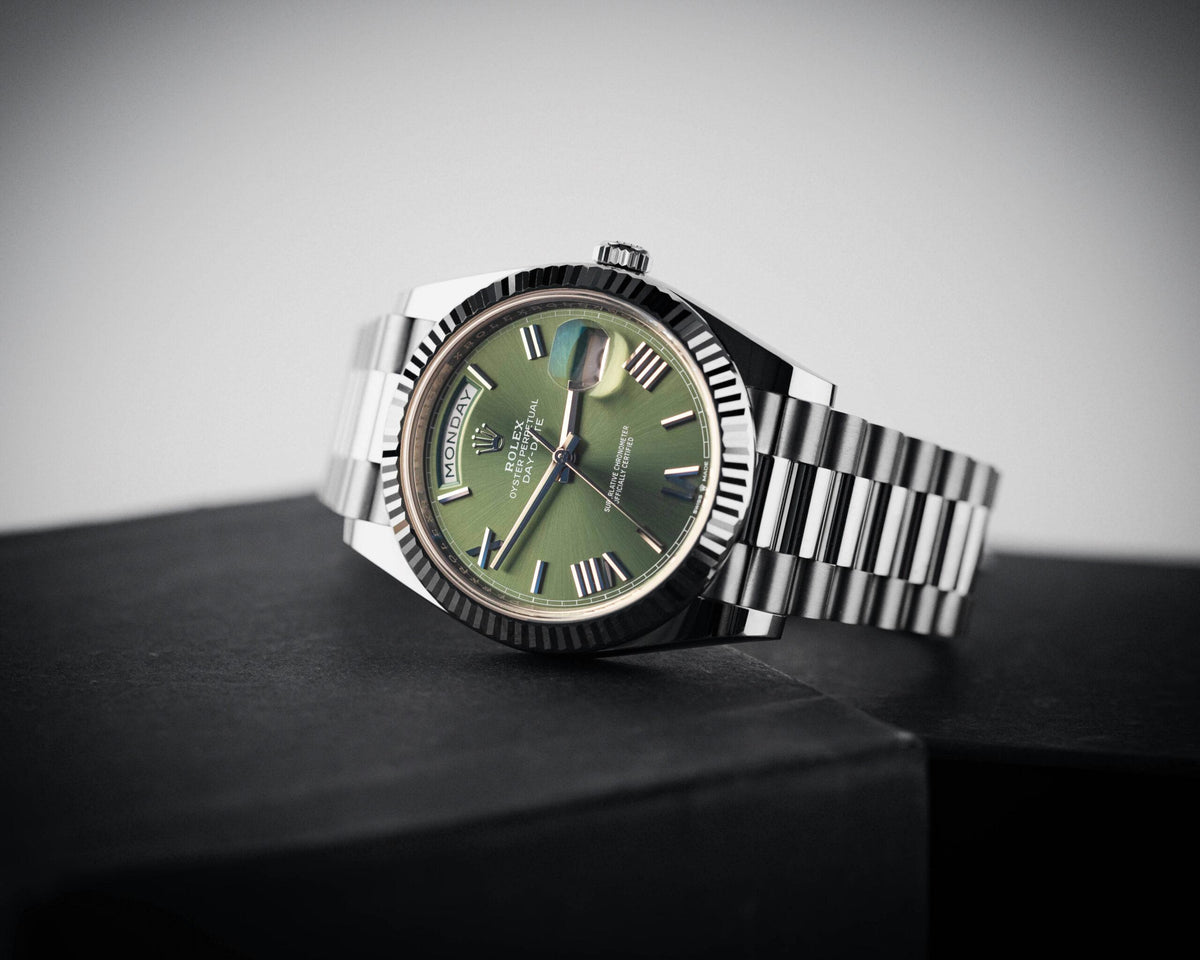 Rolex Day-Date men's mirror watch, green dial – view 14