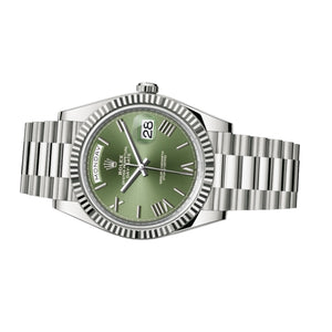 Rolex Day-Date men's mirror watch, green dial – view 2