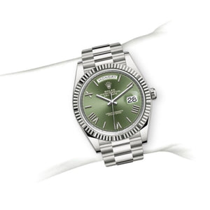 Rolex Day-Date men's mirror watch, green dial – view 3
