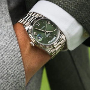 Rolex Day-Date men's mirror watch, green dial – view 6