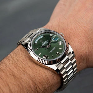 Rolex Day-Date men's mirror watch, green dial – view 7
