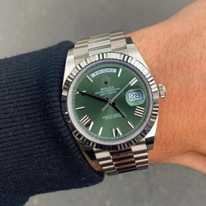 Rolex Day-Date men's mirror watch, green dial – view 8
