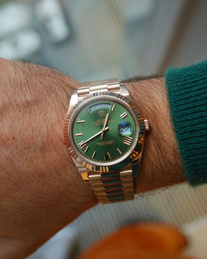 Rolex Day-Date men's mirror watch, green dial – view 6