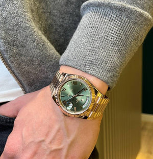 Rolex Day-Date men's mirror watch, green dial – view 8
