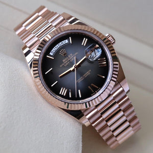 Rolex Day-Date men's mirror watch, slate gray ombré dial – view 3