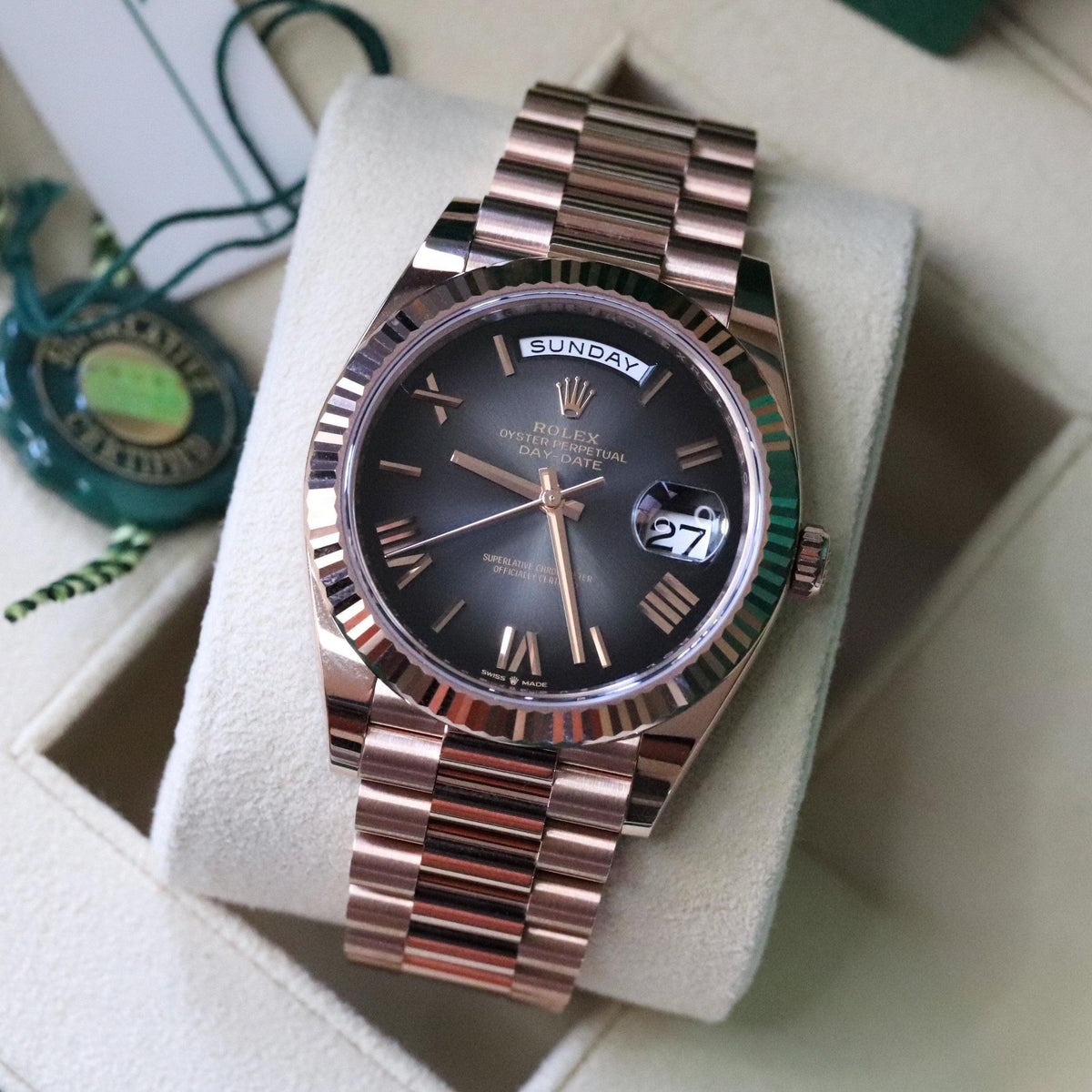 Rolex Day-Date men's mirror watch, slate gray ombré dial – view 6