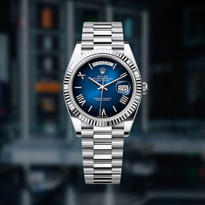 Rolex Day-Date men's mirror watch, blue ombré dial – view 2