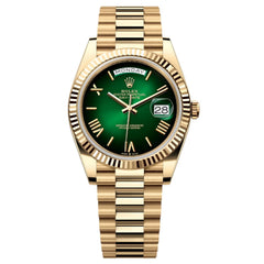 Rolex Day-Date 41mm Men's Mirror Automatic Watch – Green Ombré Dial & Gold-Tone Stainless Steel Bracelet
