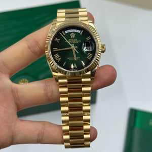 Rolex Day-Date men's mirror watch, green ombré dial – view 3