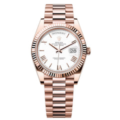 Rolex Day-Date 41mm Men's Mirror Automatic Watch – White Dial & Rose Gold-Tone Stainless Steel Bracelet