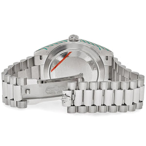 Rolex Day-Date men's mirror watch, green arabic numeral dial, silver stainless steel bracelet – view 2