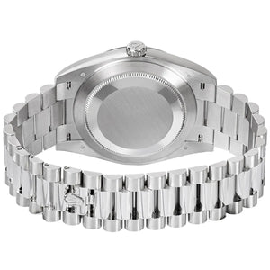 Rolex Day-Date men's mirror watch, green arabic numeral dial, silver stainless steel bracelet – view 3