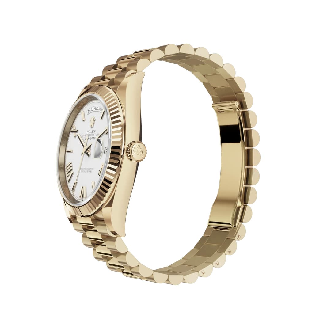 Rolex Day-Date 41mm men's mirror watch, silver Roman numeral dial – view 4