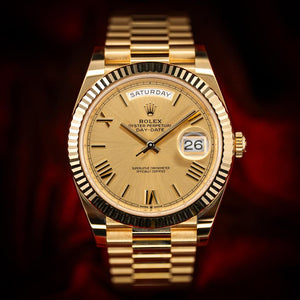 Rolex Day-Date 41mm men's mirror watch, champagne Roman numeral dial – view 3