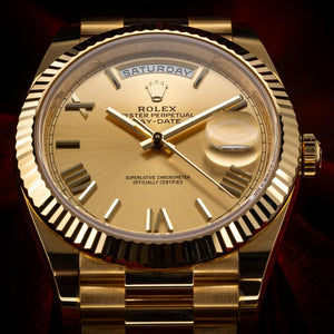 Rolex Day-Date 41mm men's mirror watch, champagne Roman numeral dial – view 6
