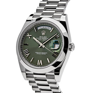 Rolex Day-Date 41mm men's mirror watch, olive green roman numeral dial – view 2