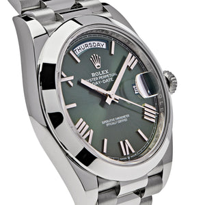 Rolex Day-Date 41mm men's mirror watch, olive green roman numeral dial – view 3