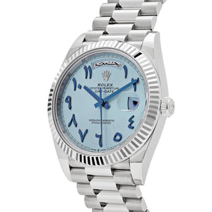Rolex Day-Date 41mm men's mirror watch, ice blue Eastern Arabic numeral dial – view 2