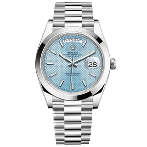 Rolex Day-Date 41mm men's mirror watch, ice blue motif dial – view 2