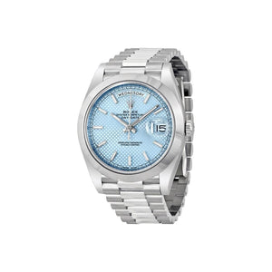 Rolex Day-Date 41mm men's mirror watch, ice blue motif dial – view 3