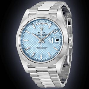 Rolex Day-Date 41mm men's mirror watch, ice blue motif dial – view 5