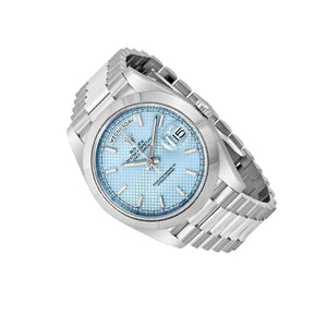 Rolex Day-Date 41mm men's mirror watch, ice blue motif dial – view 6