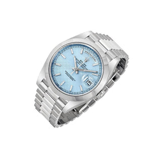 Rolex Day-Date 41mm men's mirror watch, ice blue motif dial – view 7