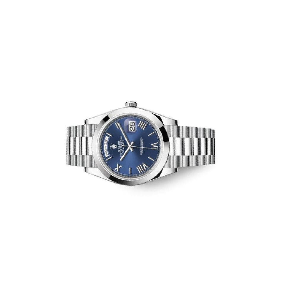 Rolex Day-Date 41mm men's mirror watch, blue Roman numeral dial – view 3