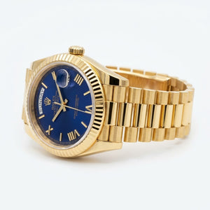 Rolex Day-Date 41mm men's mirror watch, blue Roman numeral dial – view 3