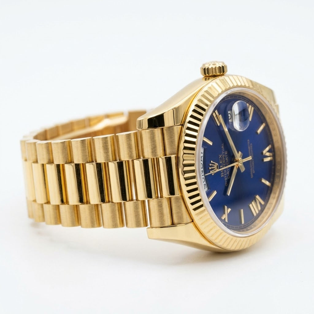 Rolex Day-Date 41mm men's mirror watch, blue Roman numeral dial – view 4