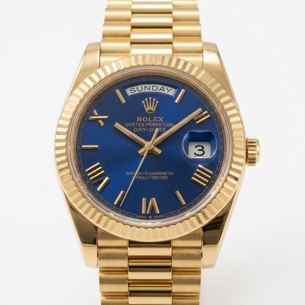 Rolex Day-Date 41mm men's mirror watch, blue Roman numeral dial – view 5
