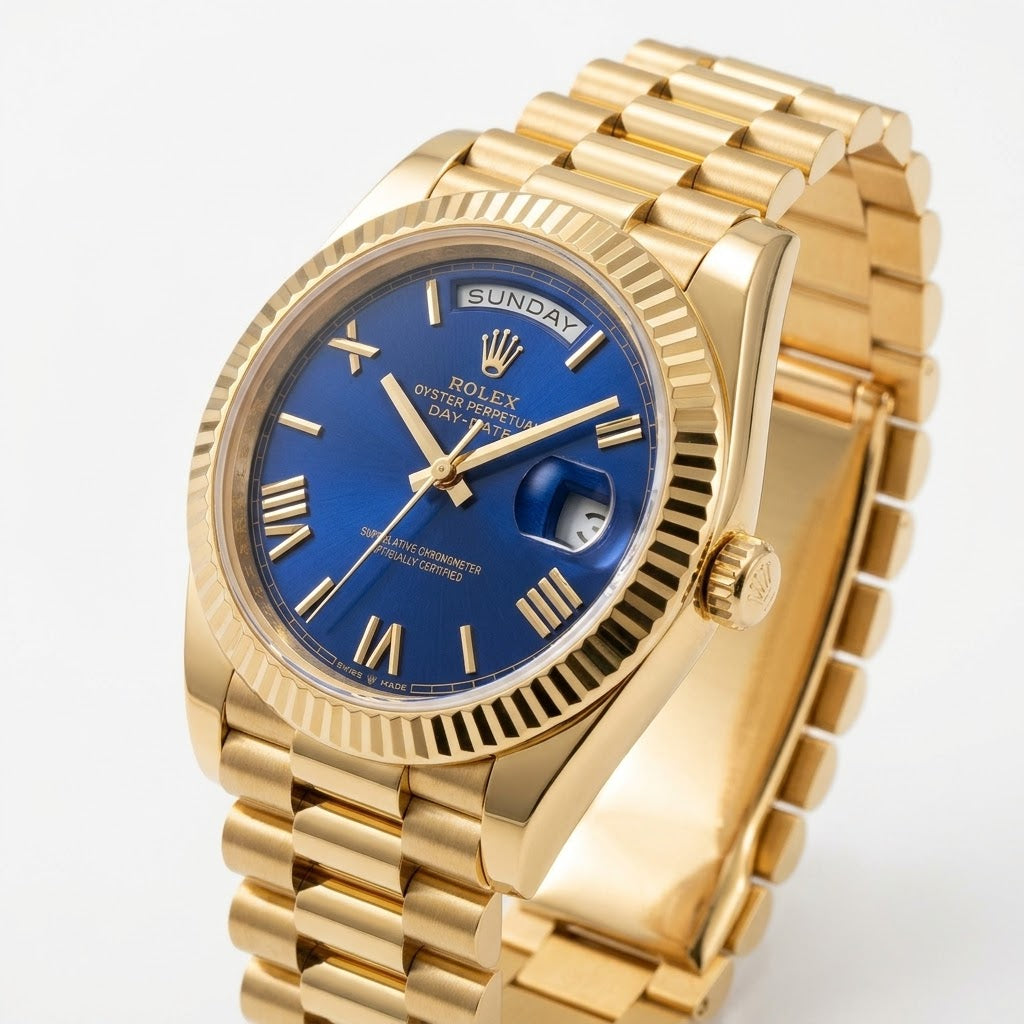 Rolex Day-Date 41mm men's mirror watch, blue Roman numeral dial – view 6