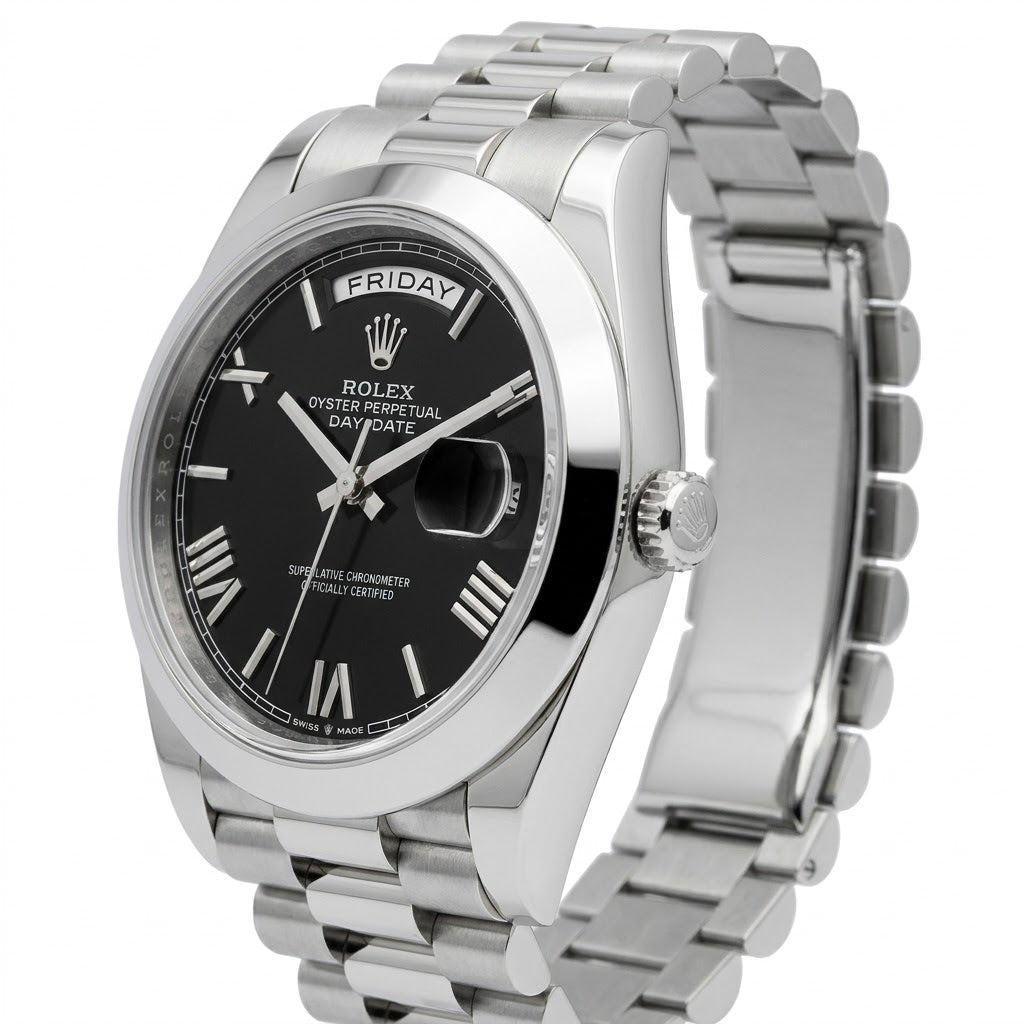 Rolex Day-Date 41mm men's mirror watch, black Roman numeral dial – view 4