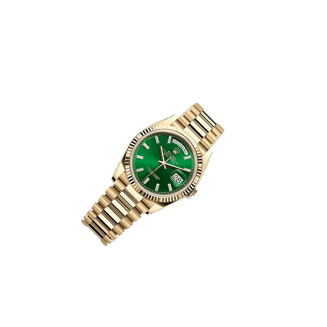 Rolex Day-Date 41mm men's mirror watch, green index dial – view 3