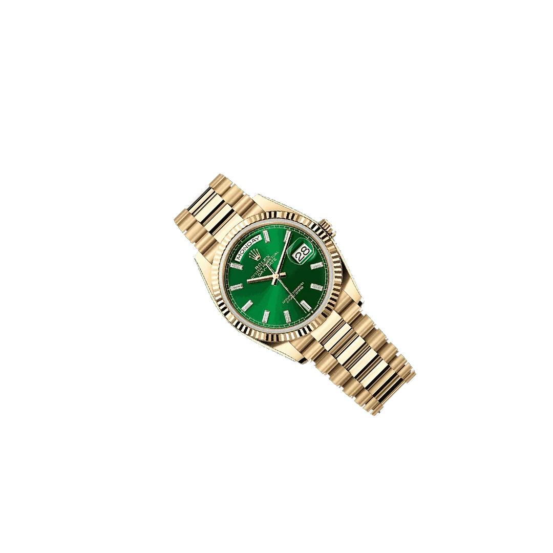 Rolex Day-Date 41mm men's mirror watch, green index dial – view 4